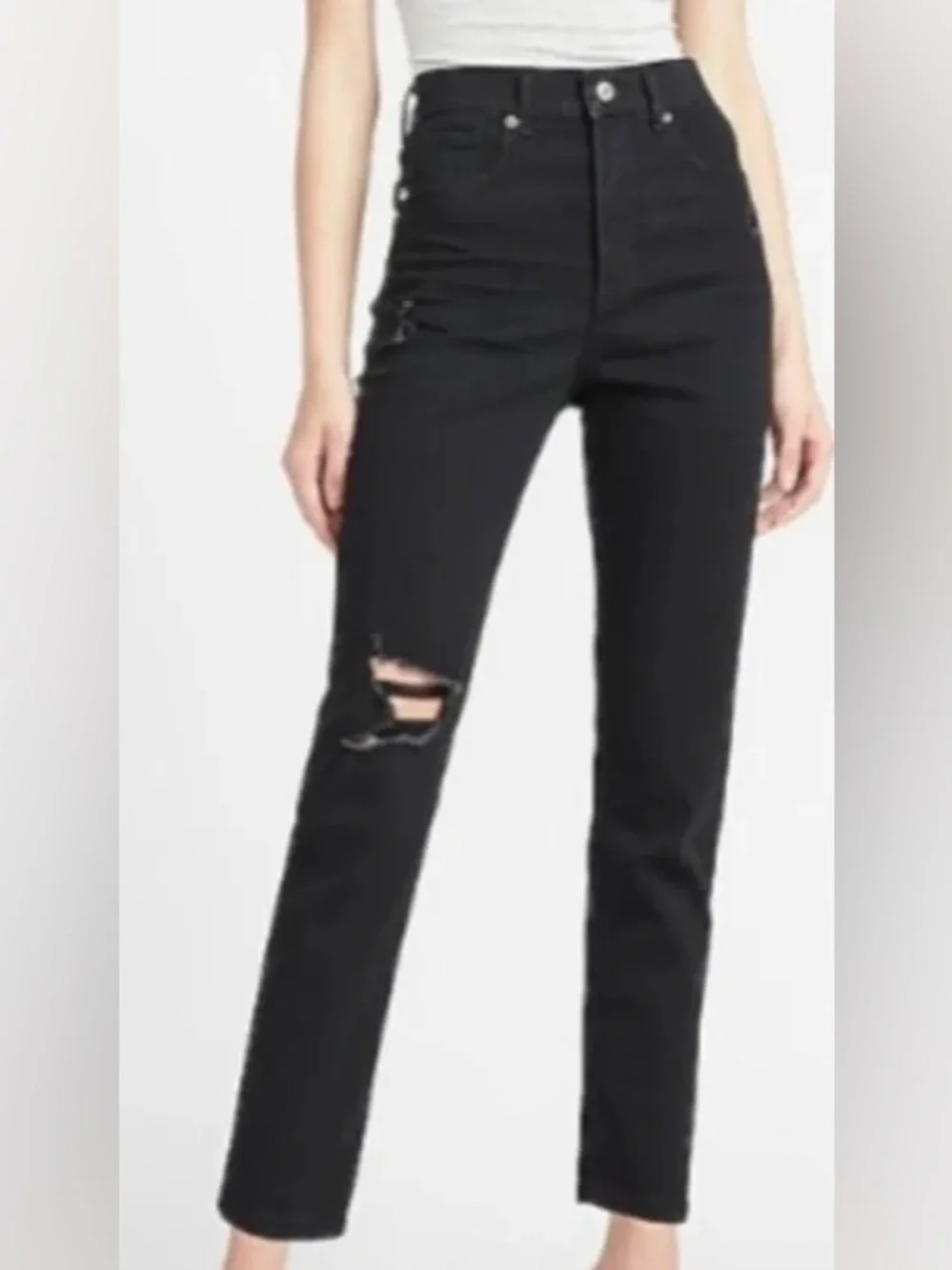 Express black distressed jeans slim super high rise. Women’s size 14 Short